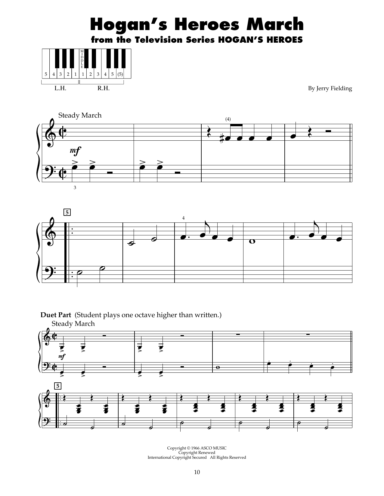 Jerry Fielding Hogan's Heroes March sheet music notes and chords. Download Printable PDF.