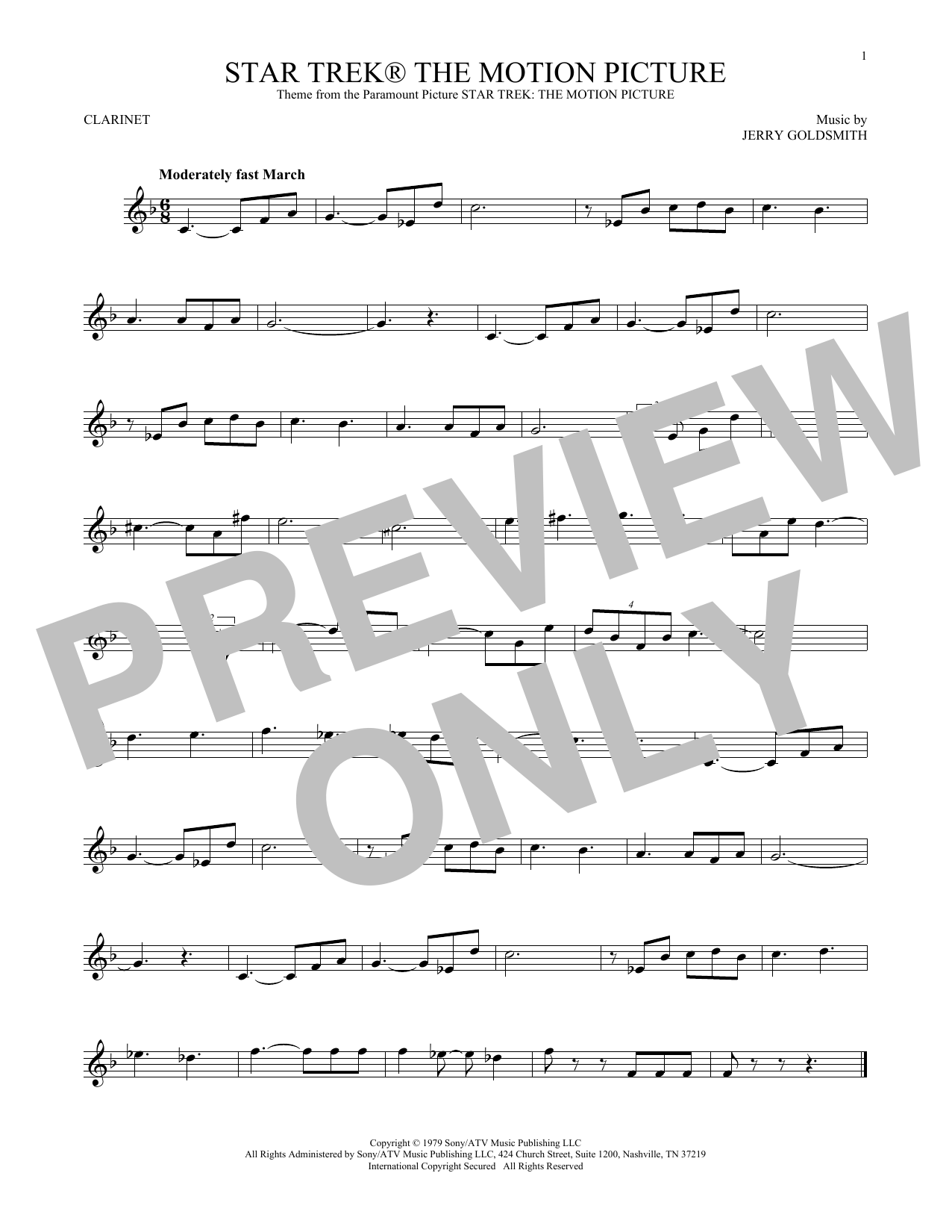 Jerry Goldsmith Star Trek The Motion Picture sheet music notes and chords. Download Printable PDF.