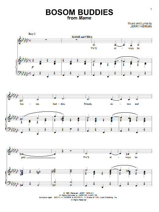 Learn to play Jerry Herman Bosom Buddies sheet music for Piano & Vocal in minutes. Price: 7.8900$ Jerry Herman Bosom Buddies sheet music notes and chords arranged for Piano & Vocal