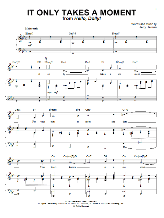 Jerry Herman It Only Takes A Moment sheet music notes and chords. Download Printable PDF.