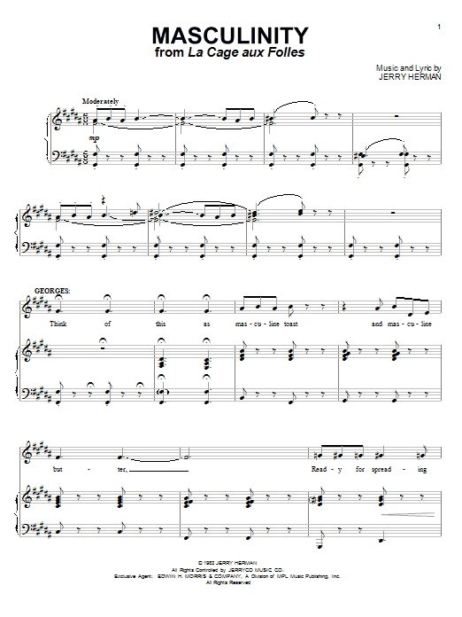 Jerry Herman Masculinity sheet music notes and chords. Download Printable PDF.