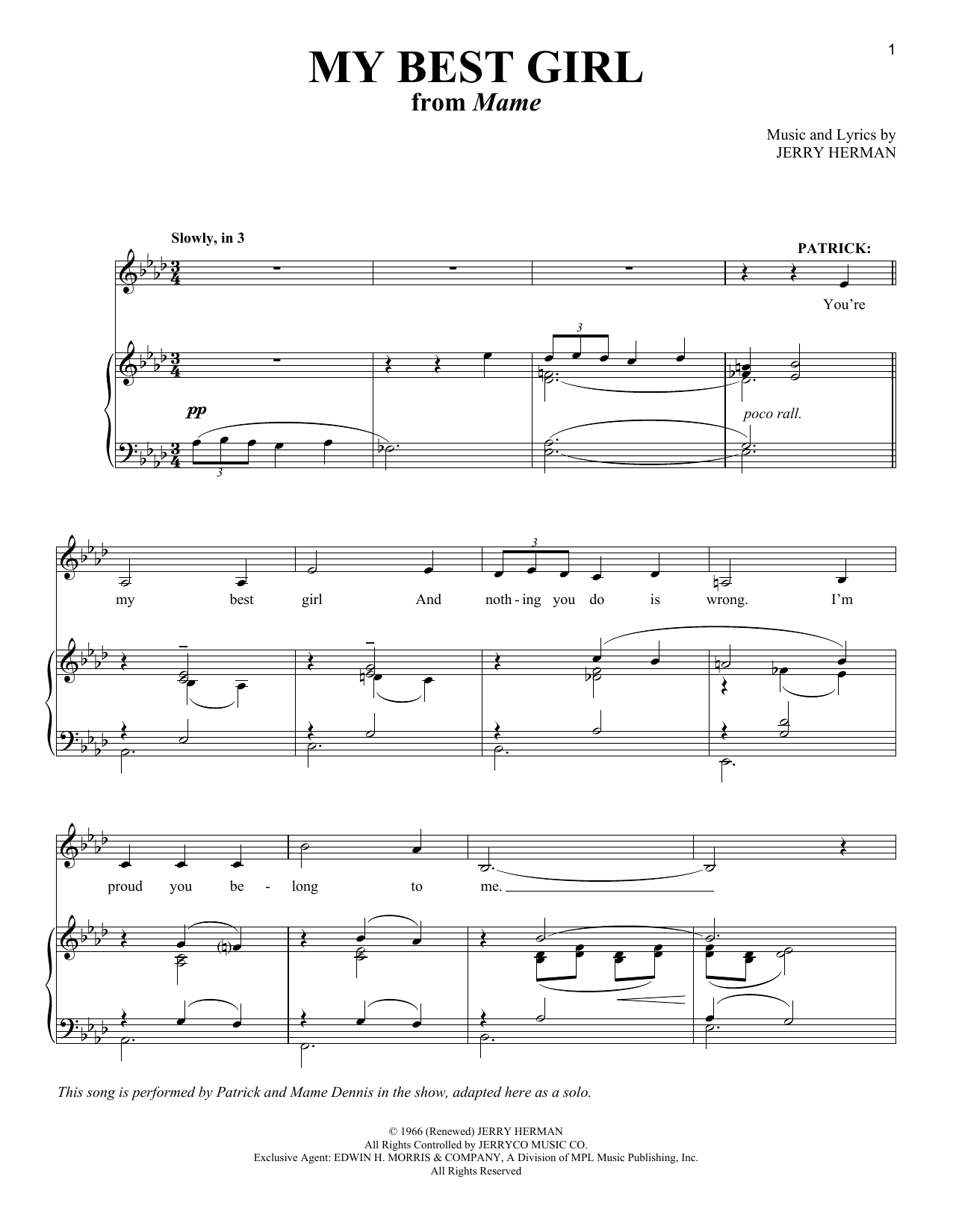 Learn to play Jerry Herman My Best Girl (My Best Beau) sheet music for Piano, Vocal & Guitar Chords (Right-Hand Melody) in minutes. Price: 7.8900$ Jerry Herman My Best Girl (My Best Beau) sheet music notes and chords arranged for Piano, Vocal & Guitar Chords (Right-Hand Melody)