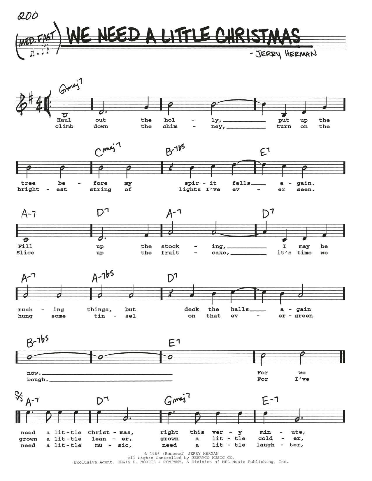 Jerry Herman We Need A Little Christmas sheet music notes and chords. Download Printable PDF.