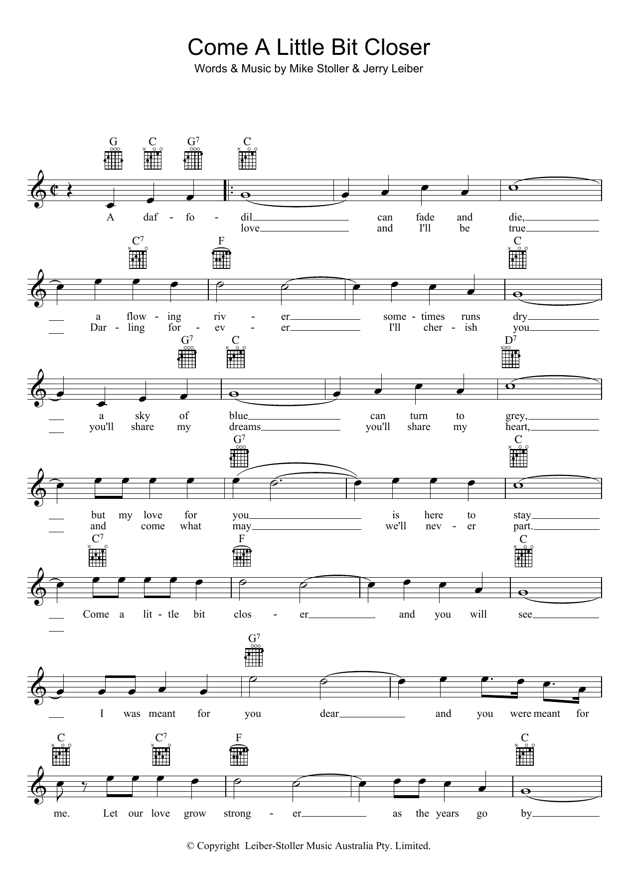 Jay & The Americans Come A Little Bit Closer sheet music notes and chords. Download Printable PDF.