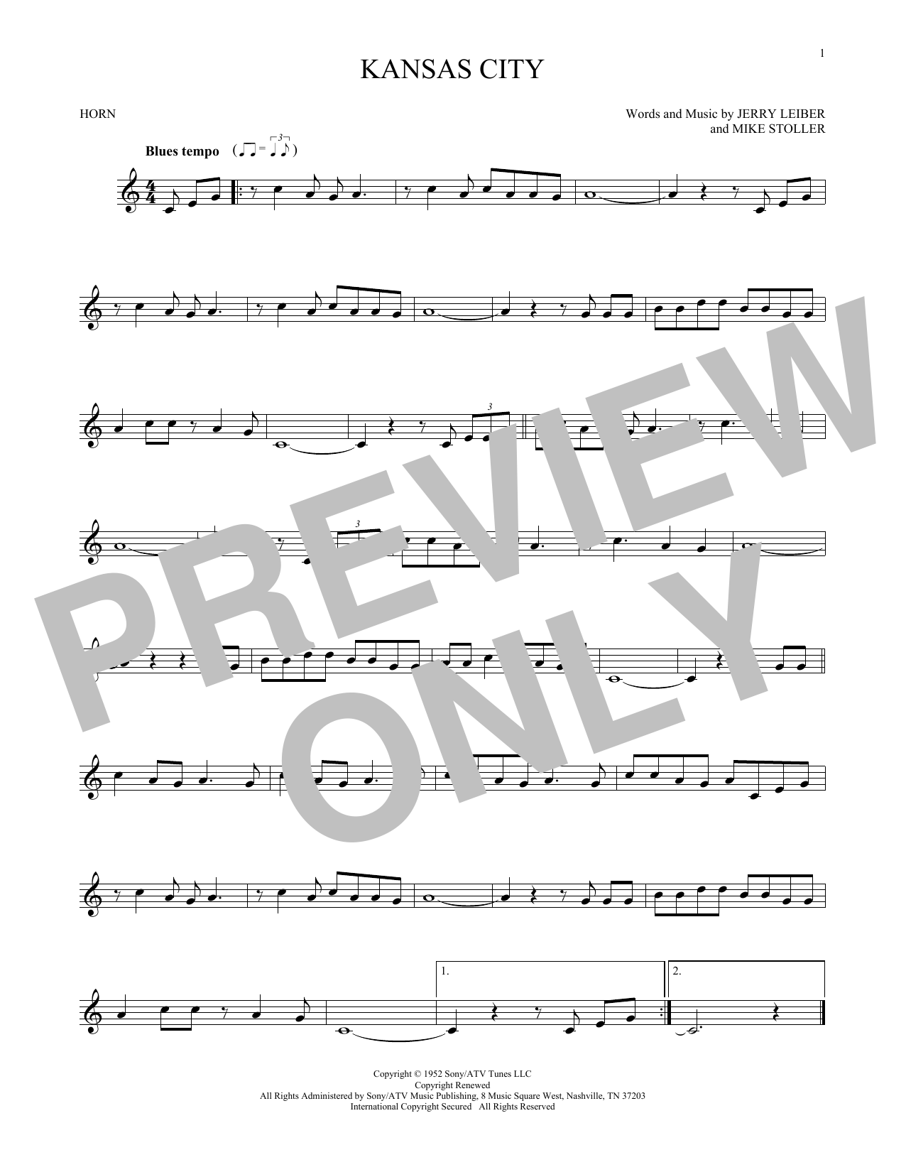 Jerry Lieber & Mike Stoller Kansas City sheet music notes and chords. Download Printable PDF.