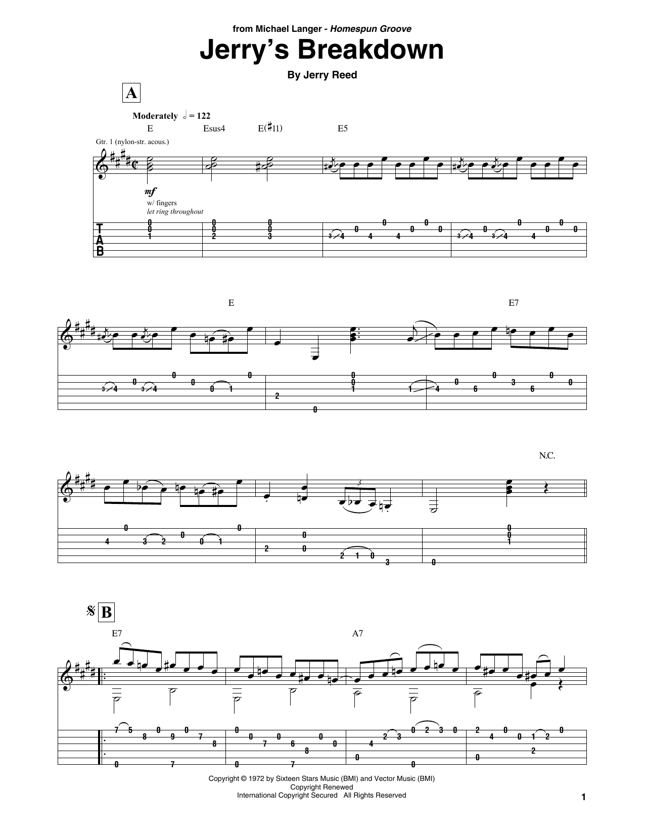 Jerry Reed Jerry's Breakdown sheet music notes and chords. Download Printable PDF.