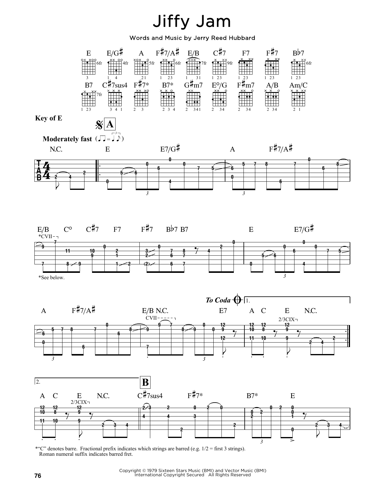 Jerry Reed Jiffy Jam sheet music notes and chords. Download Printable PDF.