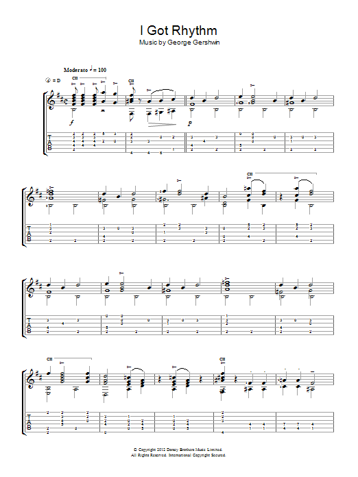 Jerry Willard I Got Rhythm sheet music notes and chords. Download Printable PDF.