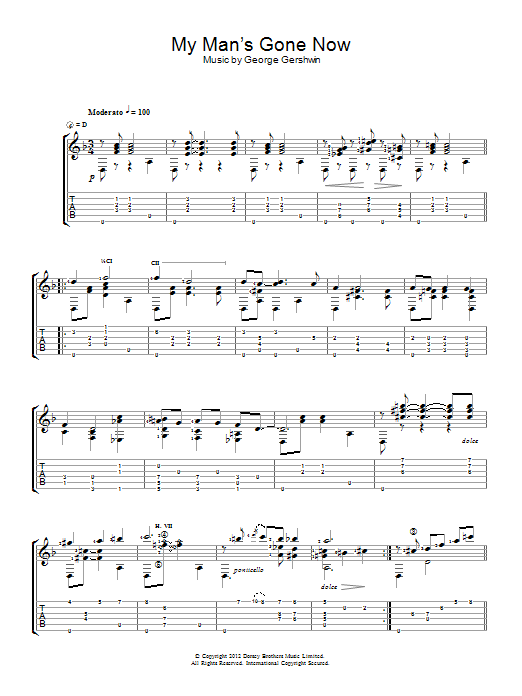 Jerry Willard My Man's Gone Now sheet music notes and chords. Download Printable PDF.