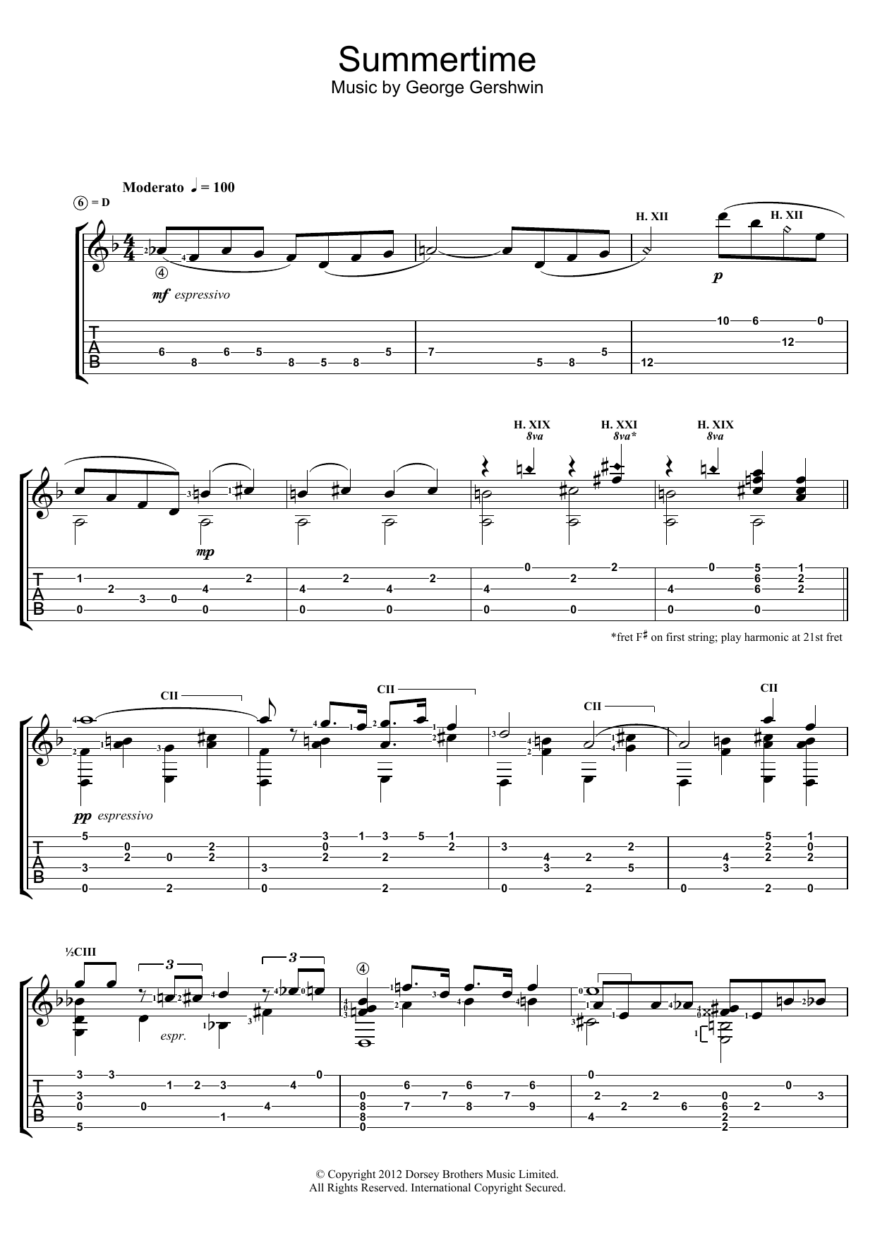 Jerry Willard Summertime sheet music notes and chords. Download Printable PDF.