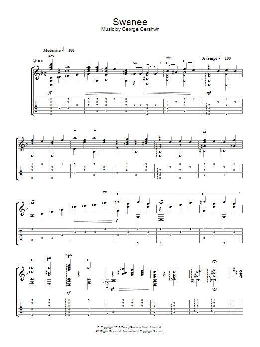 Jerry Willard Swanee sheet music notes and chords. Download Printable PDF.