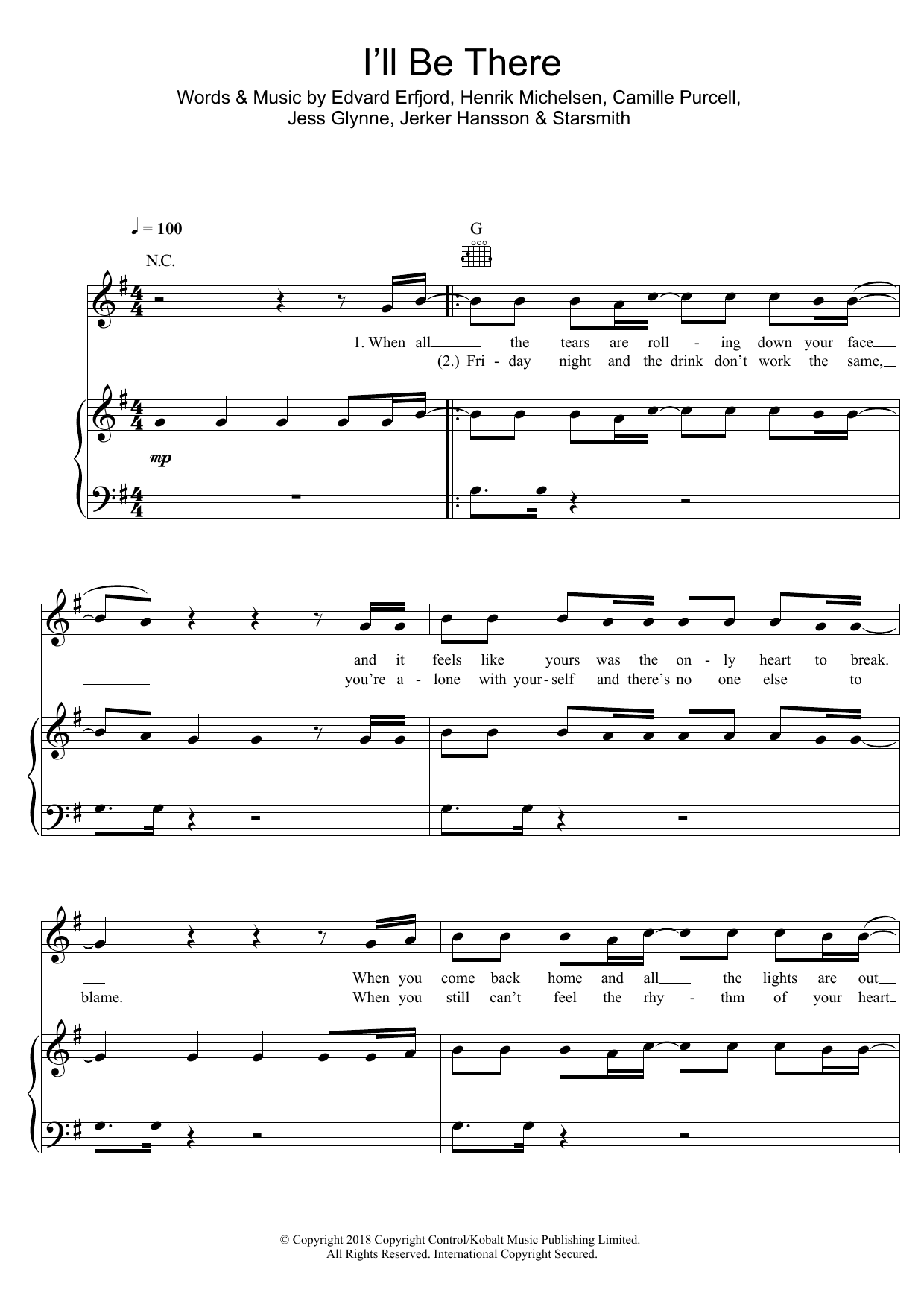 Jess Glynne I'll Be There sheet music notes and chords. Download Printable PDF.