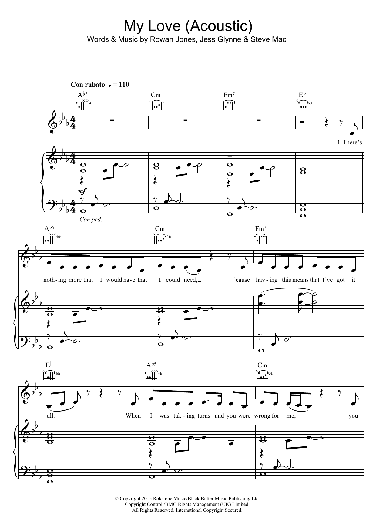 Learn to play Jess Glynne My Love (Acoustic) sheet music for Piano, Vocal & Guitar Chords in minutes. Price: 7.8900$ Jess Glynne My Love (Acoustic) sheet music notes and chords arranged for Piano, Vocal & Guitar Chords