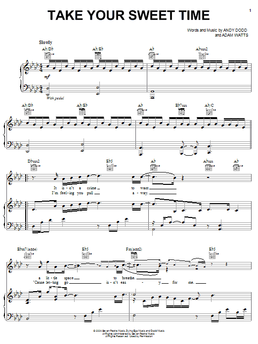 Learn to play Jesse McCartney Take Your Sweet Time sheet music for Piano, Vocal & Guitar Chords (Right-Hand Melody) in minutes. Price: 7.8900$ Jesse McCartney Take Your Sweet Time sheet music notes and chords arranged for Piano, Vocal & Guitar Chords (Right-Hand Melody)