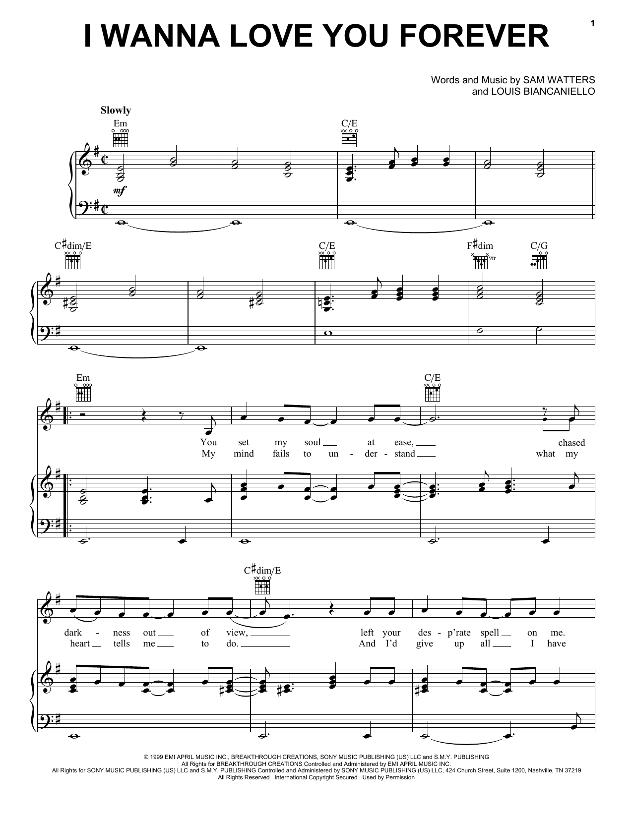 Learn to play Jessica Simpson I Wanna Love You Forever sheet music for Piano, Vocal & Guitar Chords (Right-Hand Melody) in minutes. Price: 7.8900$ Jessica Simpson I Wanna Love You Forever sheet music notes and chords arranged for Piano, Vocal & Guitar Chords (Right-Hand Melody)
