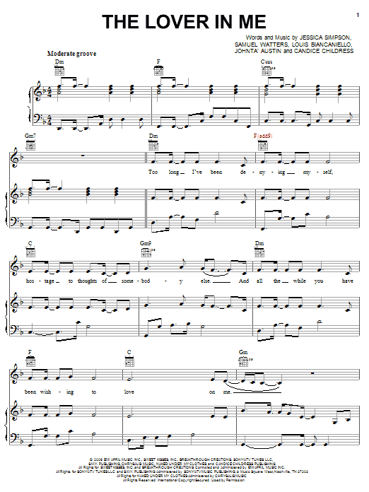 Learn to play Jessica Simpson The Lover In Me sheet music for Piano, Vocal & Guitar Chords (Right-Hand Melody) in minutes. Price: 7.8900$ Jessica Simpson The Lover In Me sheet music notes and chords arranged for Piano, Vocal & Guitar Chords (Right-Hand Melody)