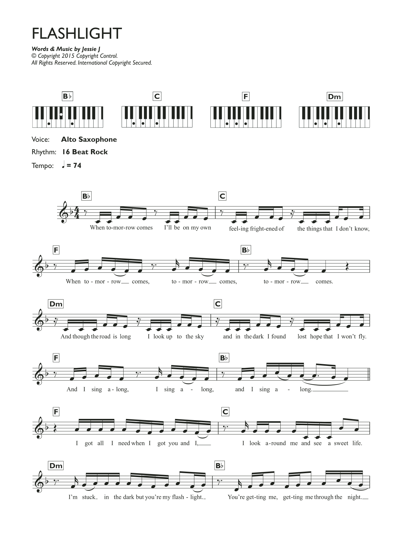 Jessie J Flashlight (from Pitch Perfect 2) sheet music notes and chords. Download Printable PDF.