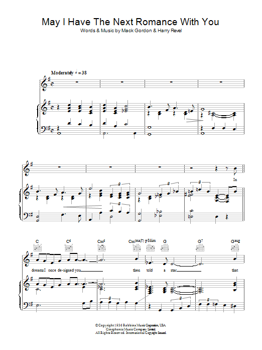 Learn to play Jessie Matthews May I Have The Next Romance With You? sheet music for Piano, Vocal & Guitar Chords in minutes. Price: 7.8900$ Jessie Matthews May I Have The Next Romance With You? sheet music notes and chords arranged for Piano, Vocal & Guitar Chords