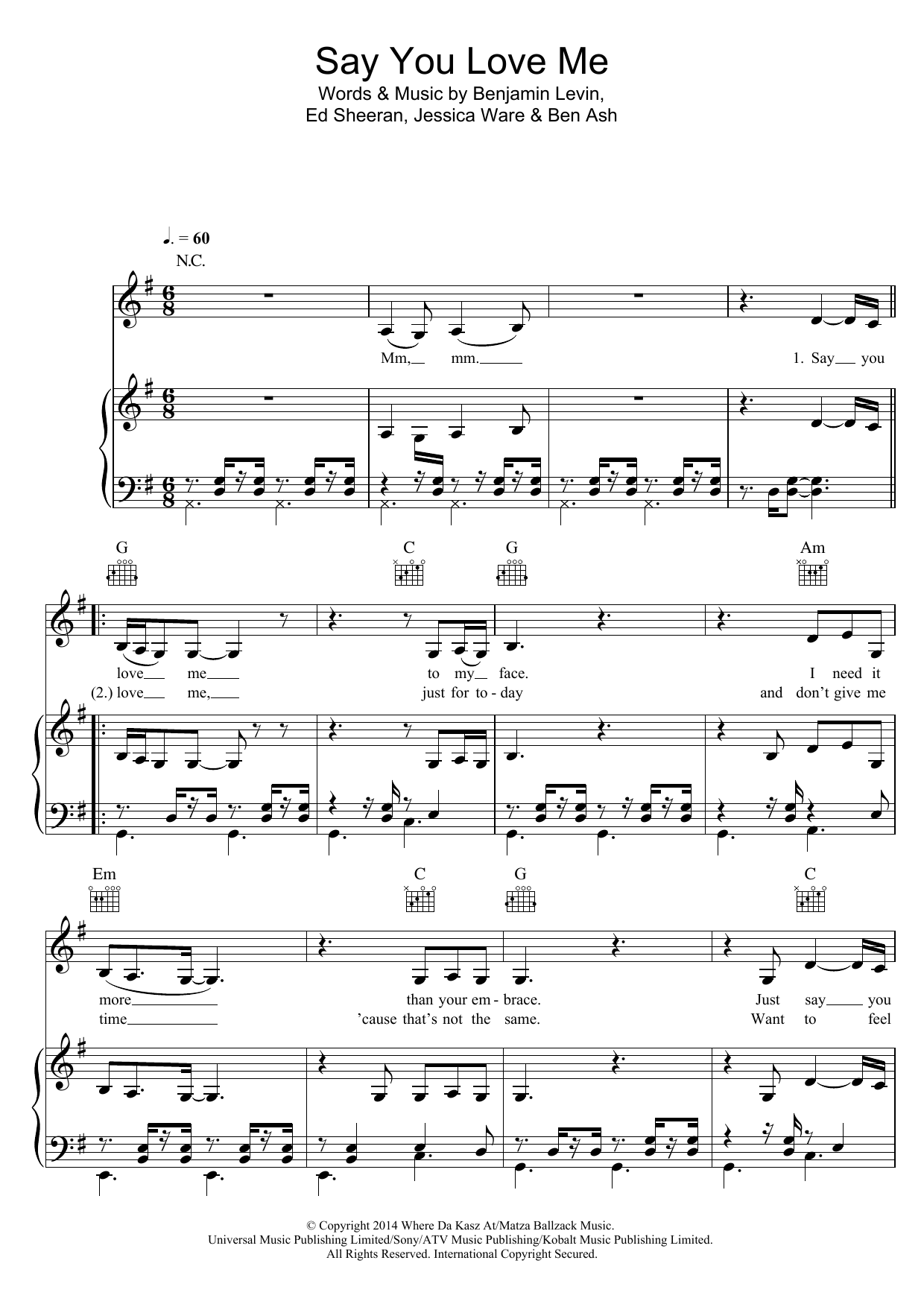 Jessie Ware Say You Love Me sheet music notes and chords. Download Printable PDF.