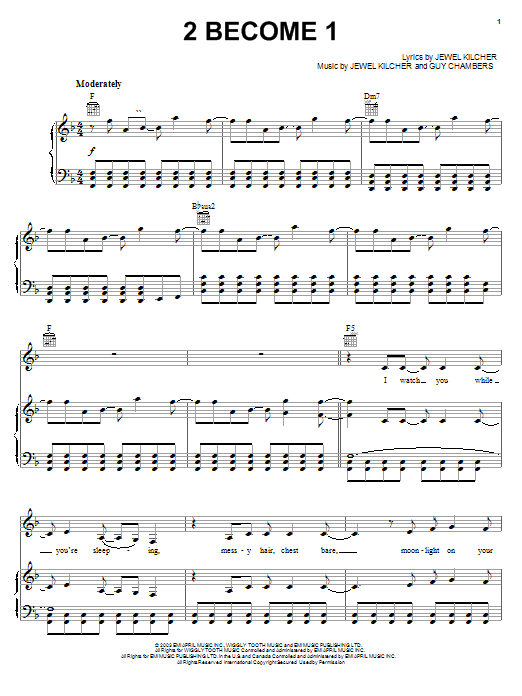Learn to play Jewel 2 Become 1 sheet music for Piano, Vocal & Guitar Chords (Right-Hand Melody) in minutes. Price: 7.8900$ Jewel 2 Become 1 sheet music notes and chords arranged for Piano, Vocal & Guitar Chords (Right-Hand Melody)