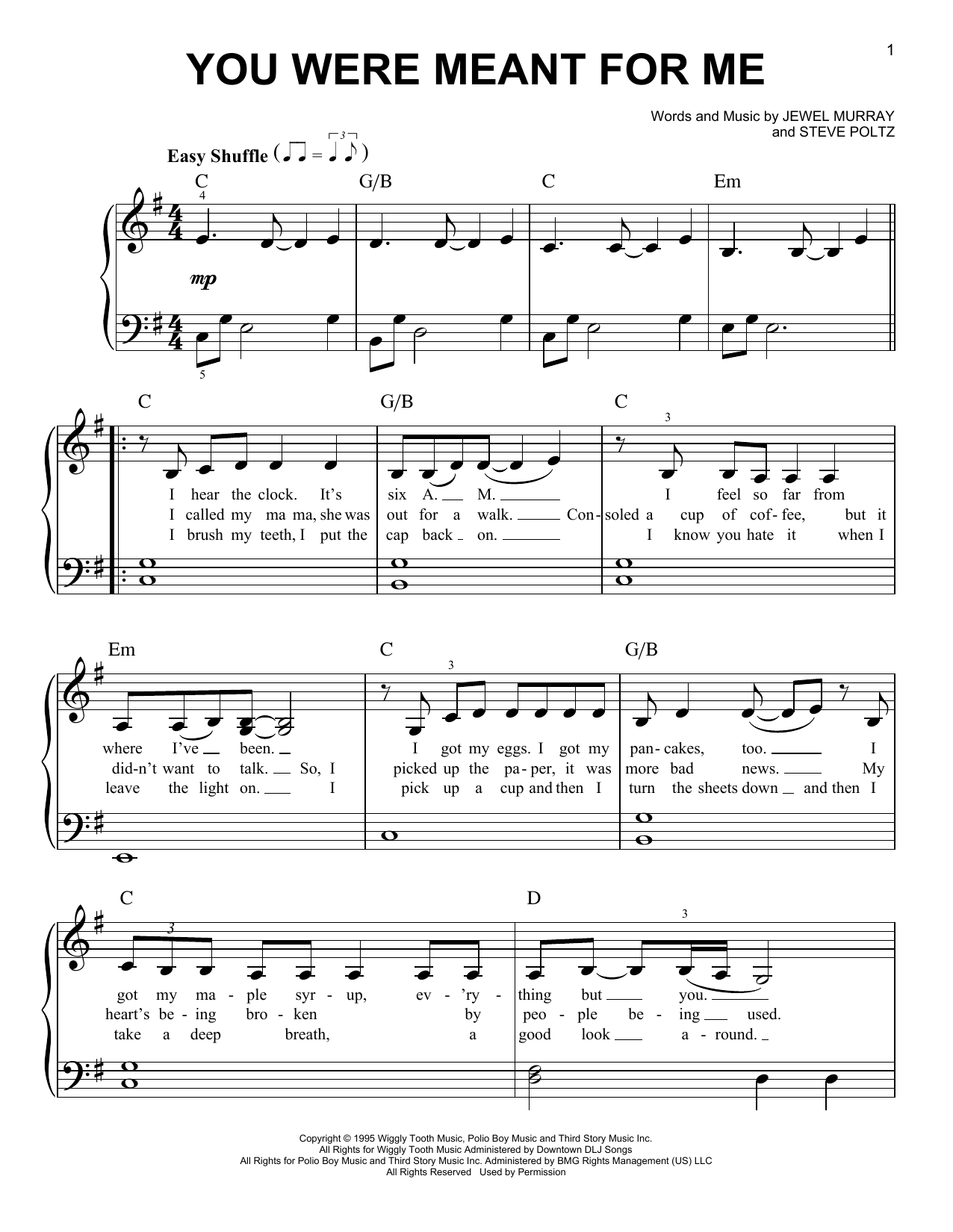 Jewel You Were Meant For Me sheet music notes and chords. Download Printable PDF.