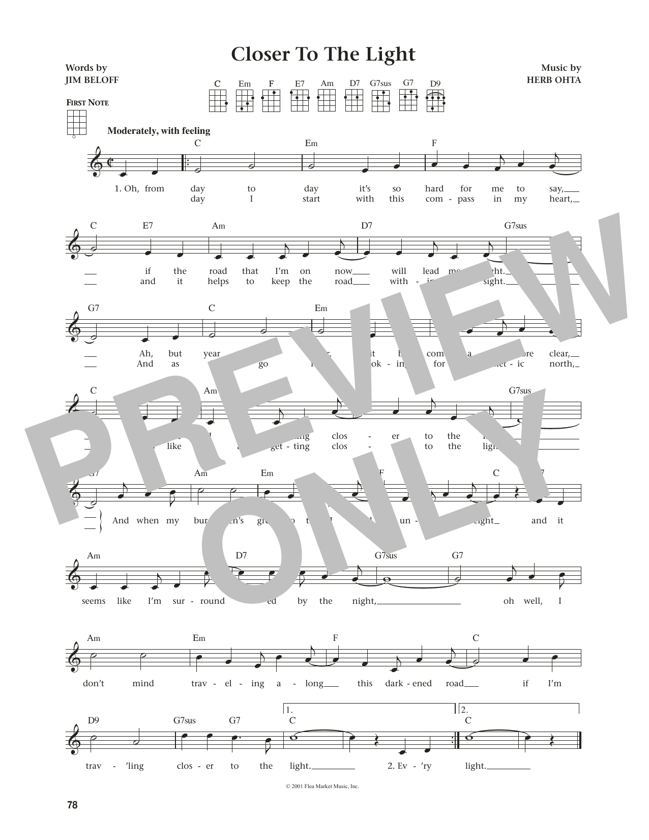 Jim Beloff Closer To The Light (from The Daily Ukulele) (arr. Jim Beloff) sheet music notes and chords. Download Printable PDF.