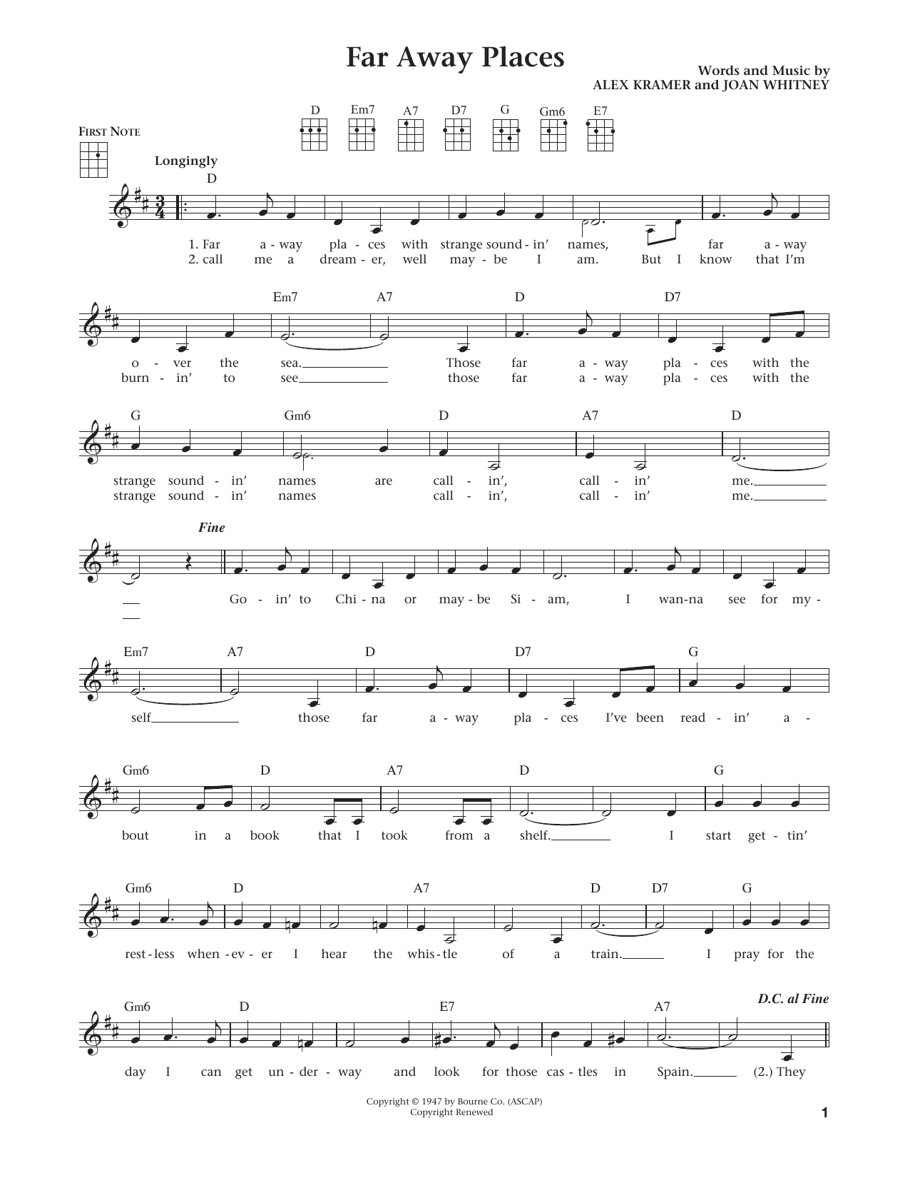 Jim Beloff Far Away Places (from The Daily Ukulele) (arr. Liz and Jim Beloff) sheet music notes and chords. Download Printable PDF.