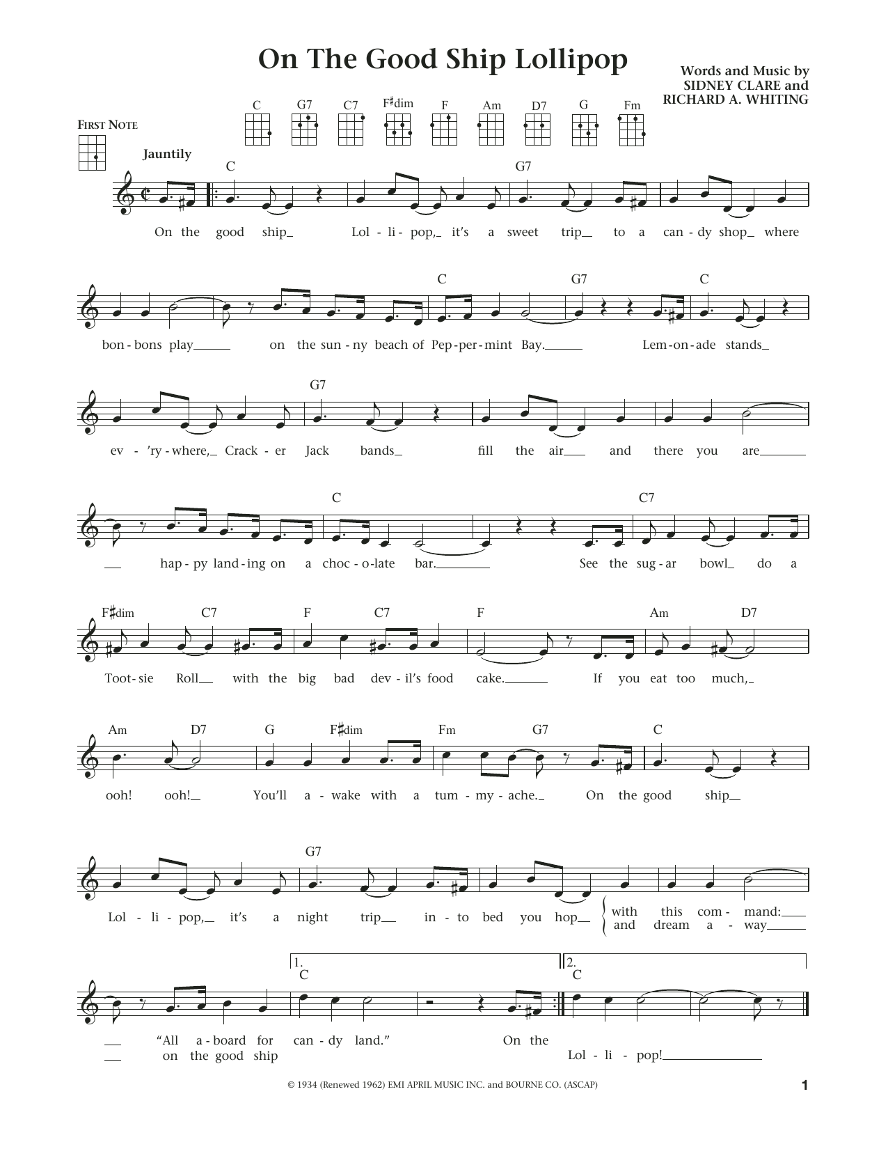 Jim Beloff On The Good Ship Lollipop (from The Daily Ukulele) (arr. Liz and Jim Beloff) sheet music notes and chords. Download Printable PDF.