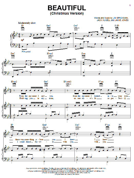 Jim Brickman Beautiful (Christmas Version) sheet music notes and chords arranged for Piano, Vocal & Guitar Chords (Right-Hand Melody)