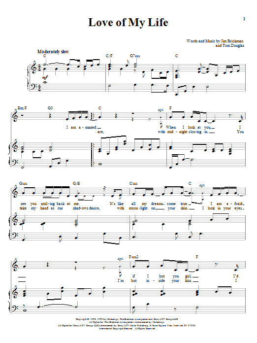 Jim Brickman Love Of My Life sheet music notes and chords. Download Printable PDF.