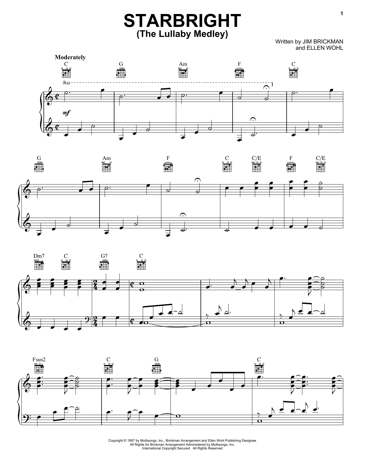 Learn to play Jim Brickman Starbright sheet music for Piano, Vocal & Guitar Chords (Right-Hand Melody) in minutes. Price: 7.8900$ Jim Brickman Starbright sheet music notes and chords arranged for Piano, Vocal & Guitar Chords (Right-Hand Melody)