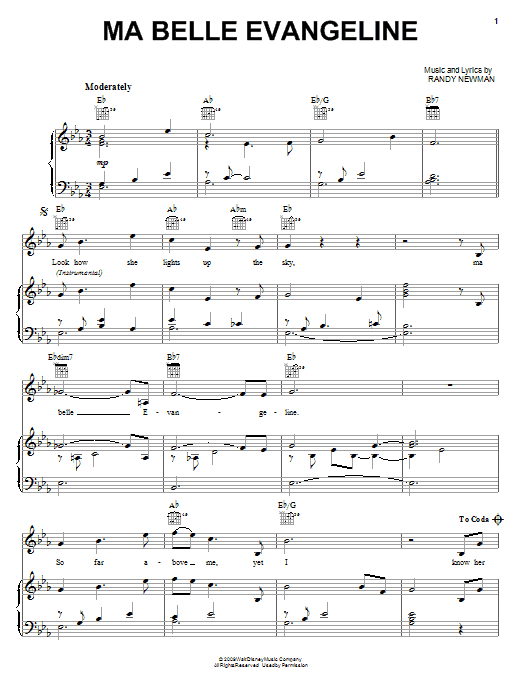 Jim Cummings Ma Belle Evangeline sheet music notes and chords. Download Printable PDF.