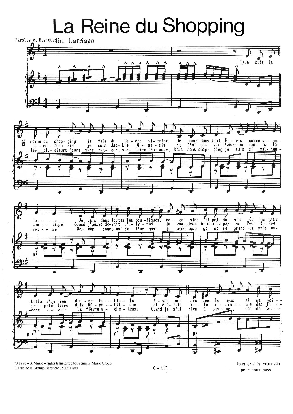 Jim Larriaga La Reine Du Shopping sheet music notes and chords arranged for Piano & Vocal