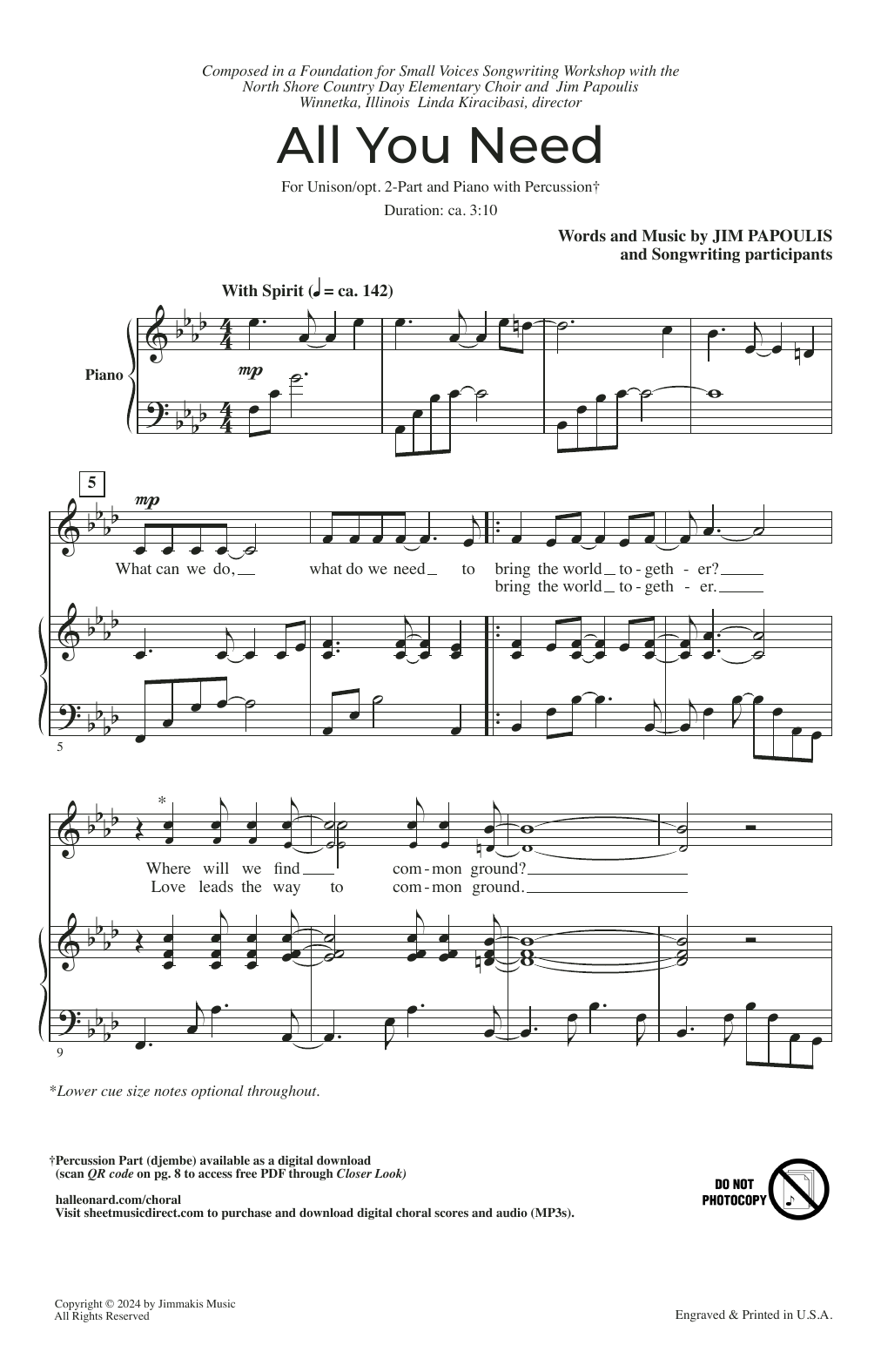 Jim Papoulis All You Need sheet music notes and chords. Download Printable PDF.