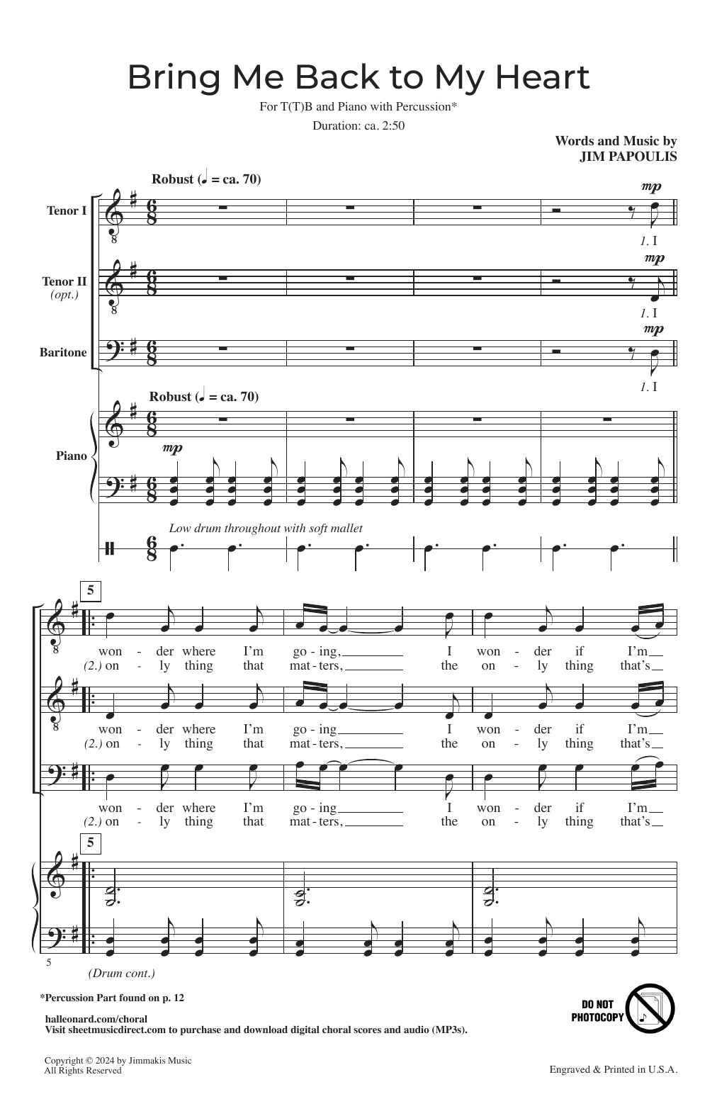 Jim Papoulis Bring Me Back To My Heart sheet music notes and chords. Download Printable PDF.