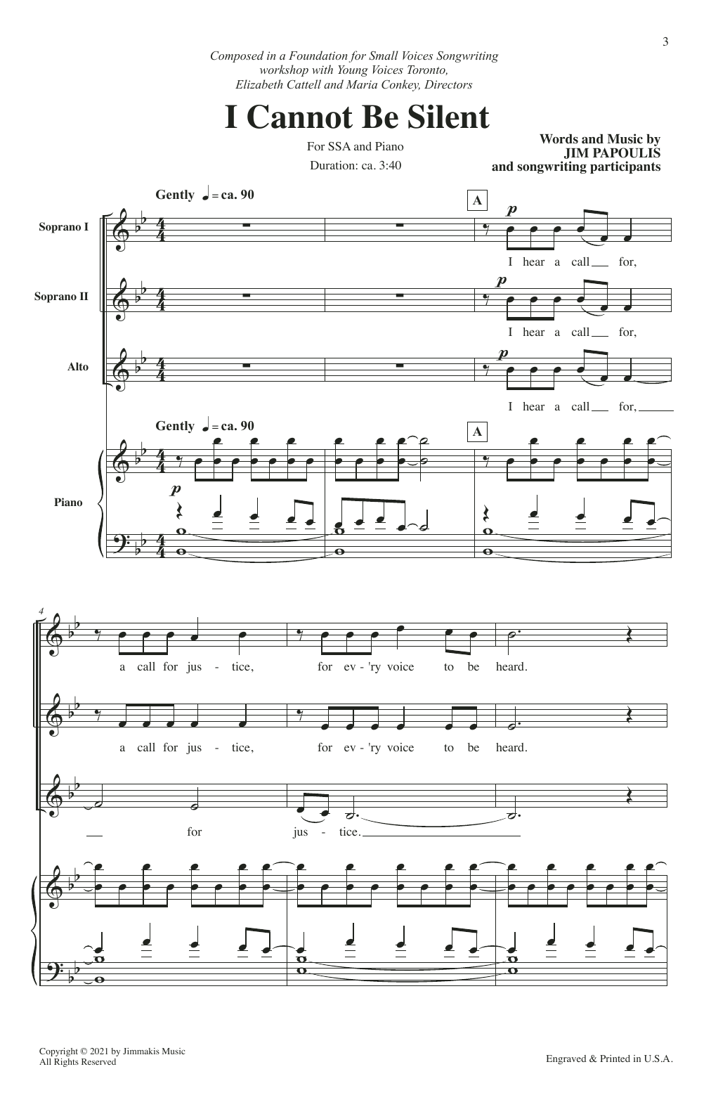 Jim Papoulis I Cannot Be Silent sheet music notes and chords. Download Printable PDF.