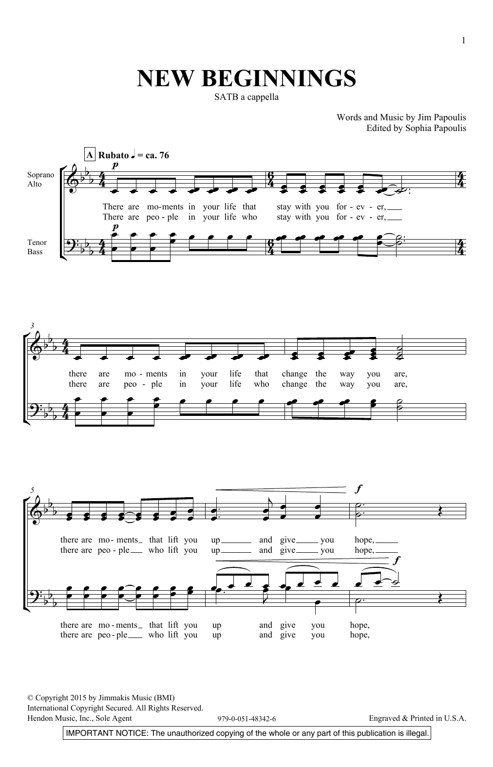 Jim Papoulis New Beginnings sheet music notes and chords. Download Printable PDF.