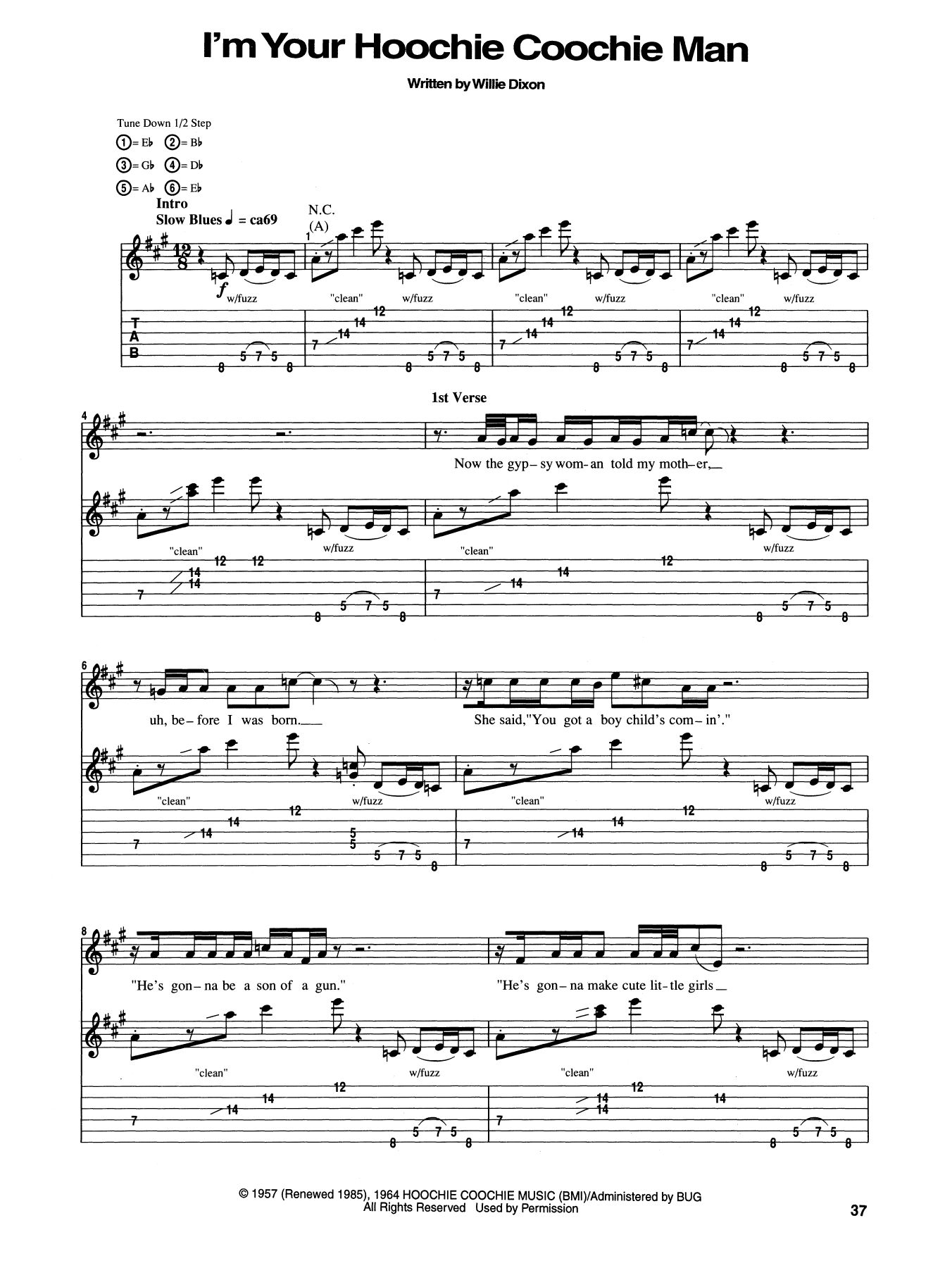 Learn to play Jimi Hendrix I'm Your Hoochie Coochie Man sheet music for Guitar Tab in minutes. Price: 7.8900$ Jimi Hendrix I'm Your Hoochie Coochie Man sheet music notes and chords arranged for Guitar Tab