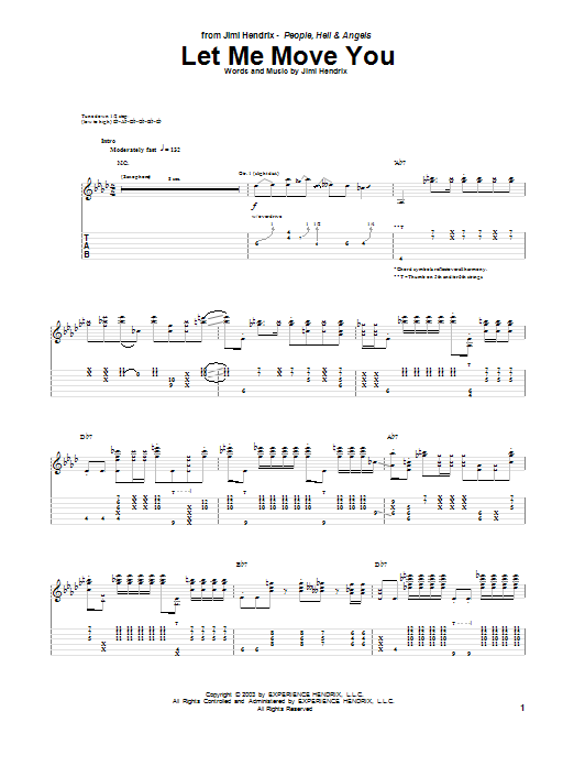 Learn to play Jimi Hendrix Let Me Move You sheet music for Guitar Tab in minutes. Price: 7.8900$ Jimi Hendrix Let Me Move You sheet music notes and chords arranged for Guitar Tab