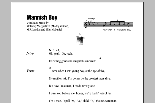 Jimi Hendrix Mannish Boy sheet music notes and chords. Download Printable PDF.