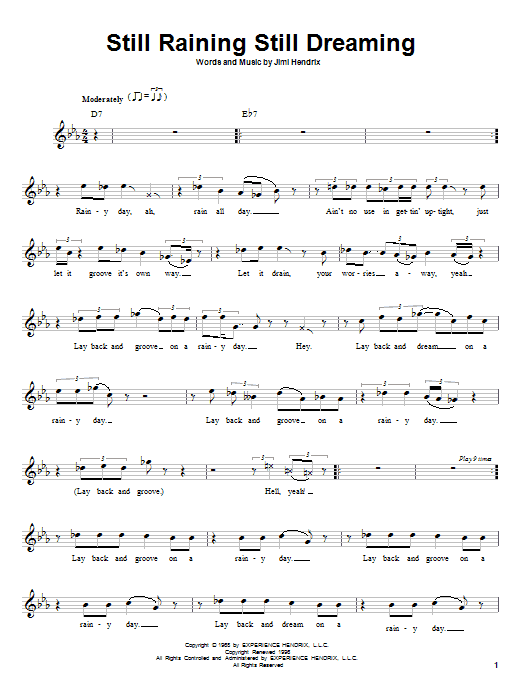 Jimi Hendrix Still Raining Still Dreaming sheet music notes and chords. Download Printable PDF.