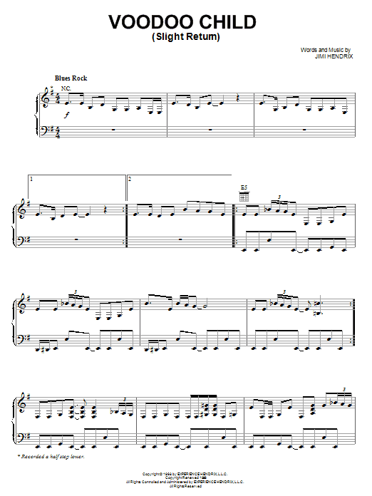 Learn to play Jimi Hendrix Voodoo Child (Slight Return) sheet music for Guitar Ensemble in minutes. Price: 6.9900$ Jimi Hendrix Voodoo Child (Slight Return) sheet music notes and chords arranged for Guitar Ensemble