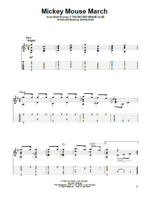 Jimmie Dodd Mickey Mouse March sheet music notes and chords. Download Printable PDF.