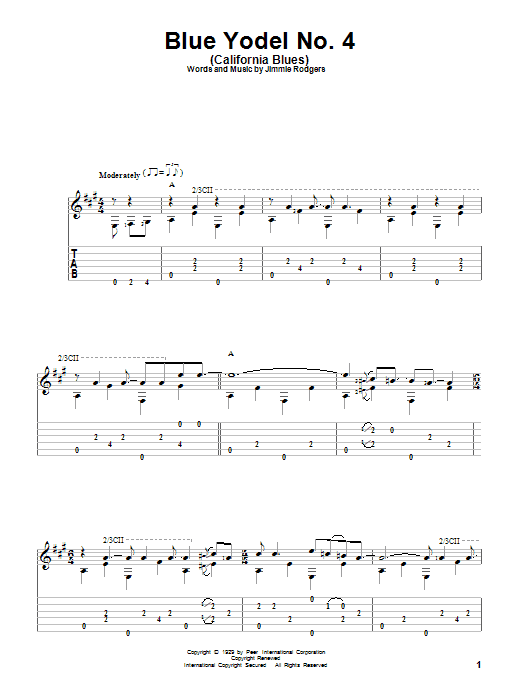 Jimmie Rodgers Blue Yodel No. 4 (California Blues) sheet music notes and chords. Download Printable PDF.