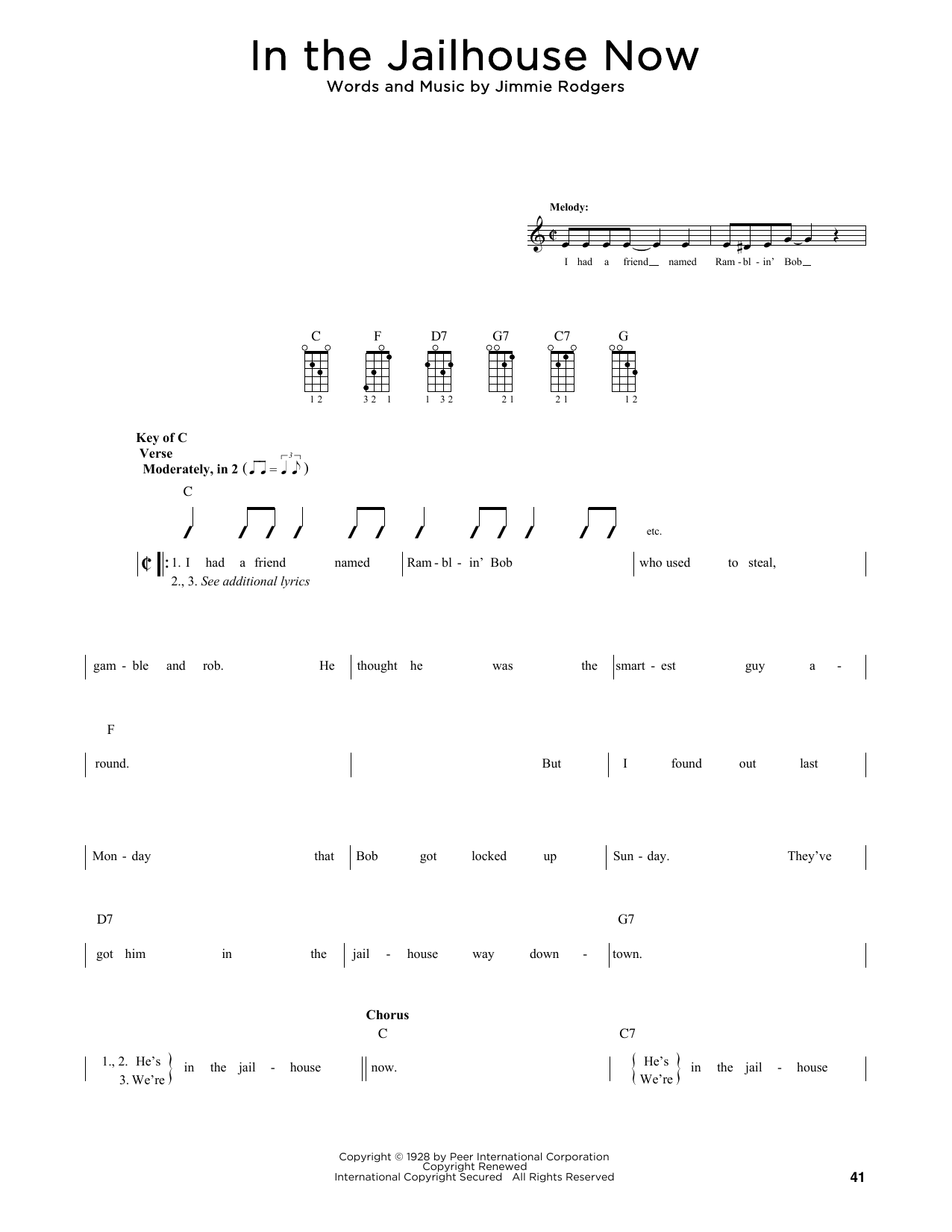 Jimmie Rodgers In The Jailhouse Now (arr. Fred Sokolow) sheet music notes and chords. Download Printable PDF.