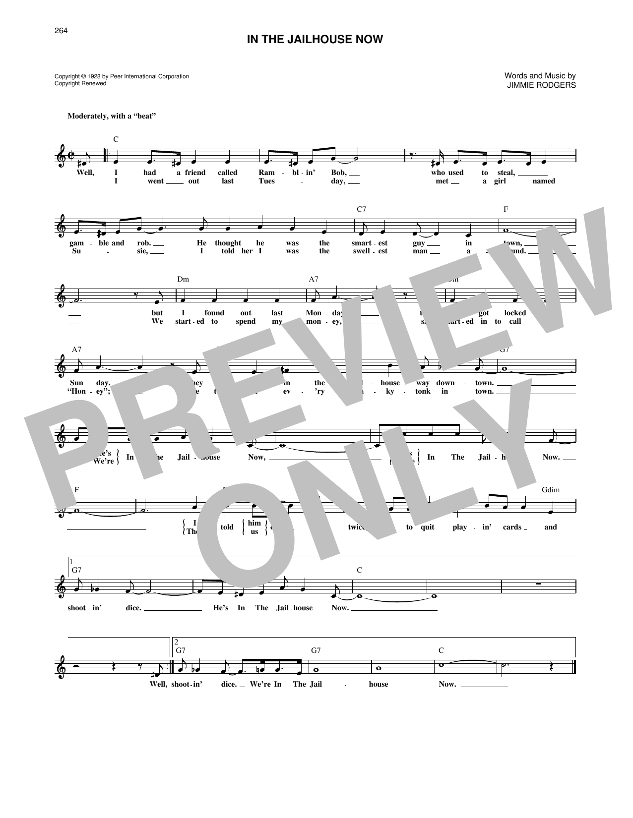 Jimmie Rodgers In The Jailhouse Now sheet music notes and chords. Download Printable PDF.