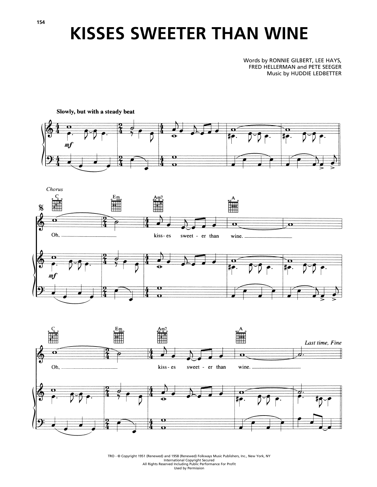 Jimmie Rodgers Kisses Sweeter Than Wine sheet music notes and chords. Download Printable PDF.