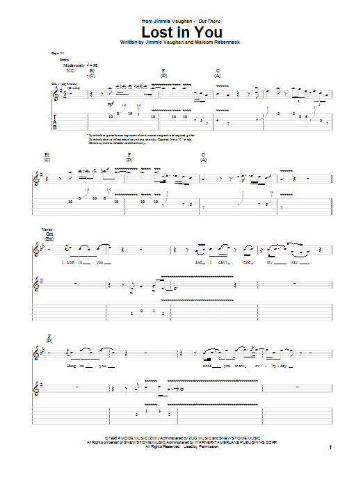 Learn to play Jimmie Vaughan Lost In You sheet music for Guitar Tab in minutes. Price: 7.8900$ Jimmie Vaughan Lost In You sheet music notes and chords arranged for Guitar Tab