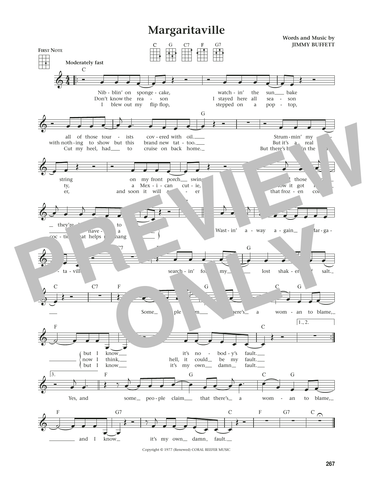 Jimmy Buffett Margaritaville (from The Daily Ukulele) (arr. Jim Beloff) sheet music notes and chords. Download Printable PDF.