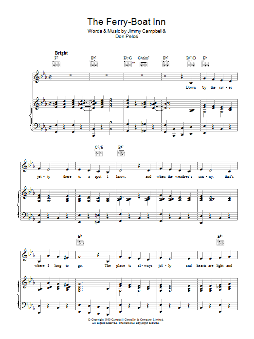 Learn to play Jimmy Campbell The Ferry-Boat Inn sheet music for Piano, Vocal & Guitar Chords in minutes. Price: 7.8900$ Jimmy Campbell The Ferry-Boat Inn sheet music notes and chords arranged for Piano, Vocal & Guitar Chords